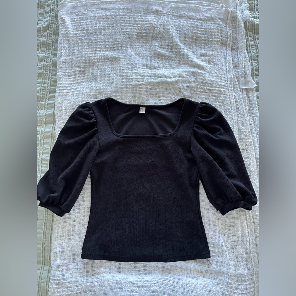 Elegant Black Puff Sleeve Top